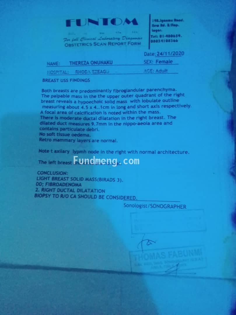 Please Help Mrs Theresa Onunaku to fight breast cancer.