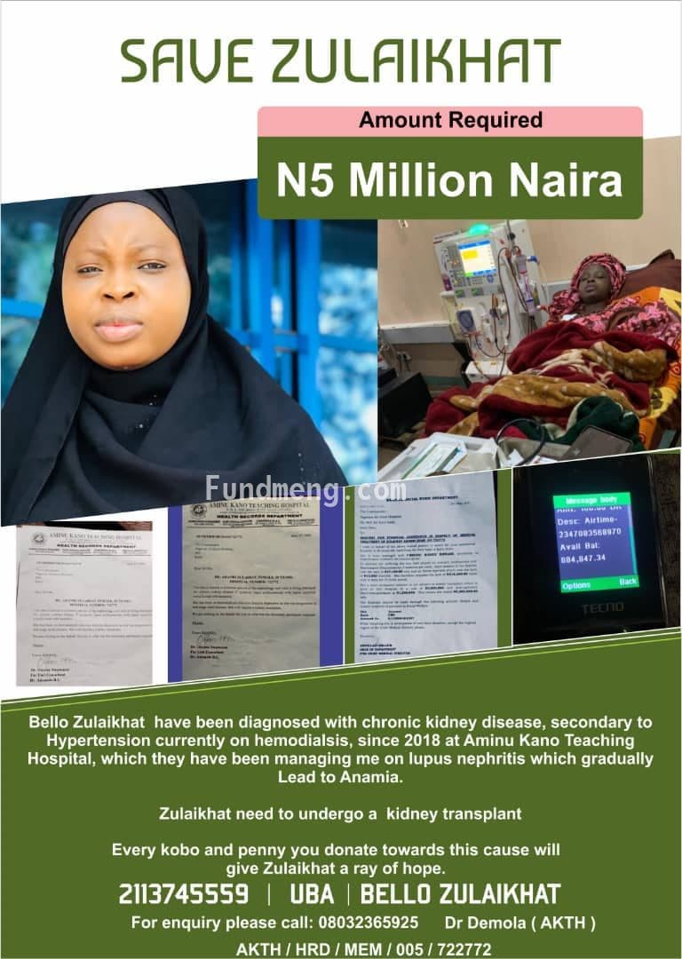 Help Zulaikat Bello Undergo Kidney Transplant