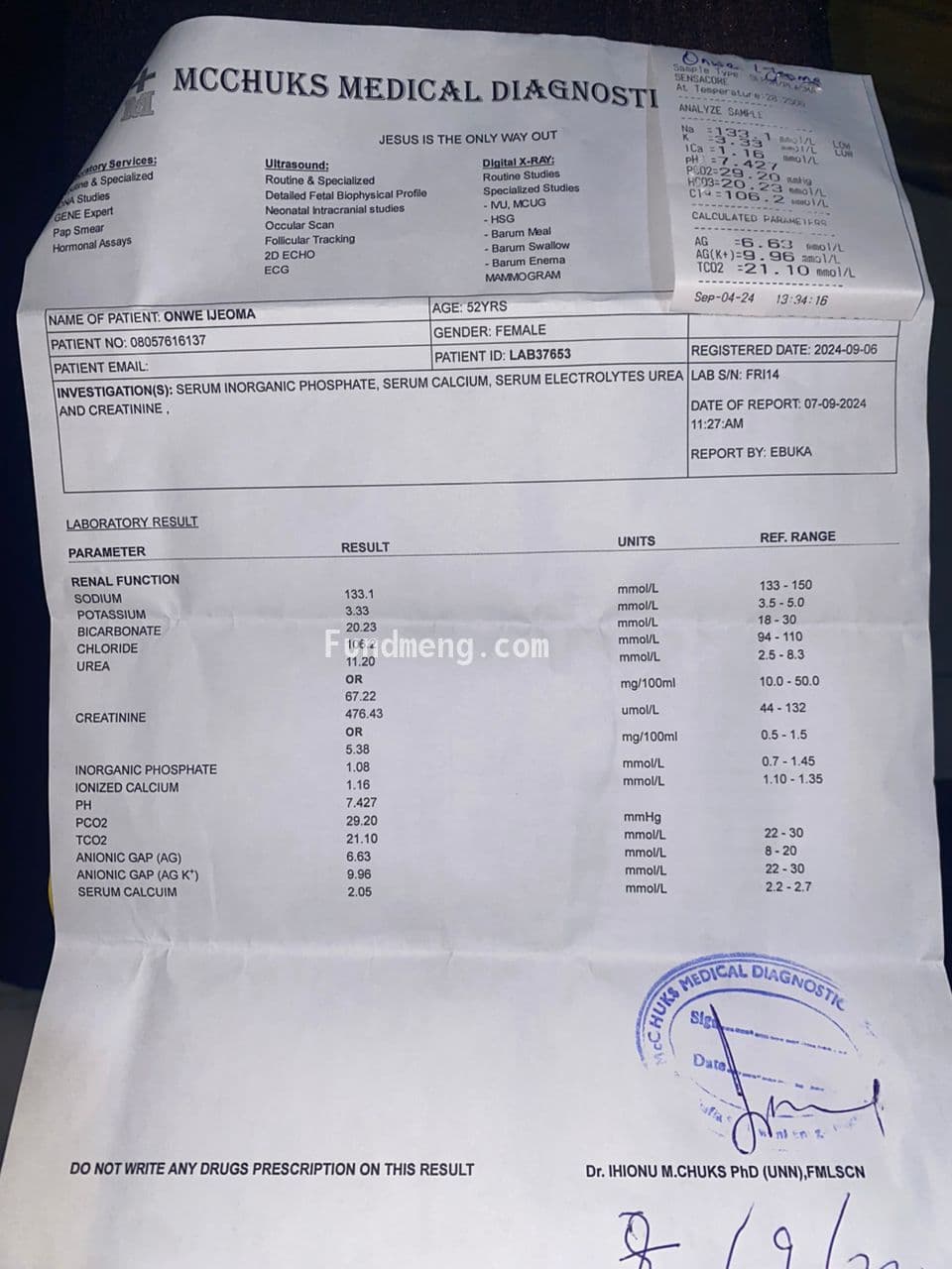 Help Mrs. Ijeoma Onwe survive end-stage kidney failure!