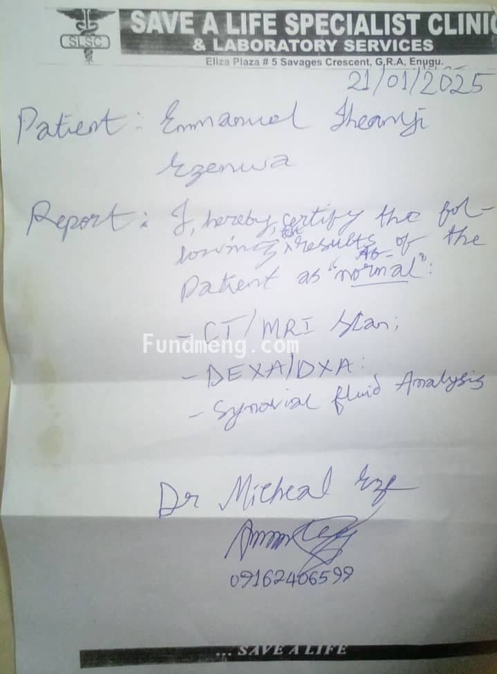 HELP EZENWA EMMANUEL TO TREAT PARTIAL STROKE AND NERVOUS SYSTEM BREAKDOWN/FINANCIAL AID FOR HIS PROVISIONAL ADMISSION INTO A PHD PROGRAMME